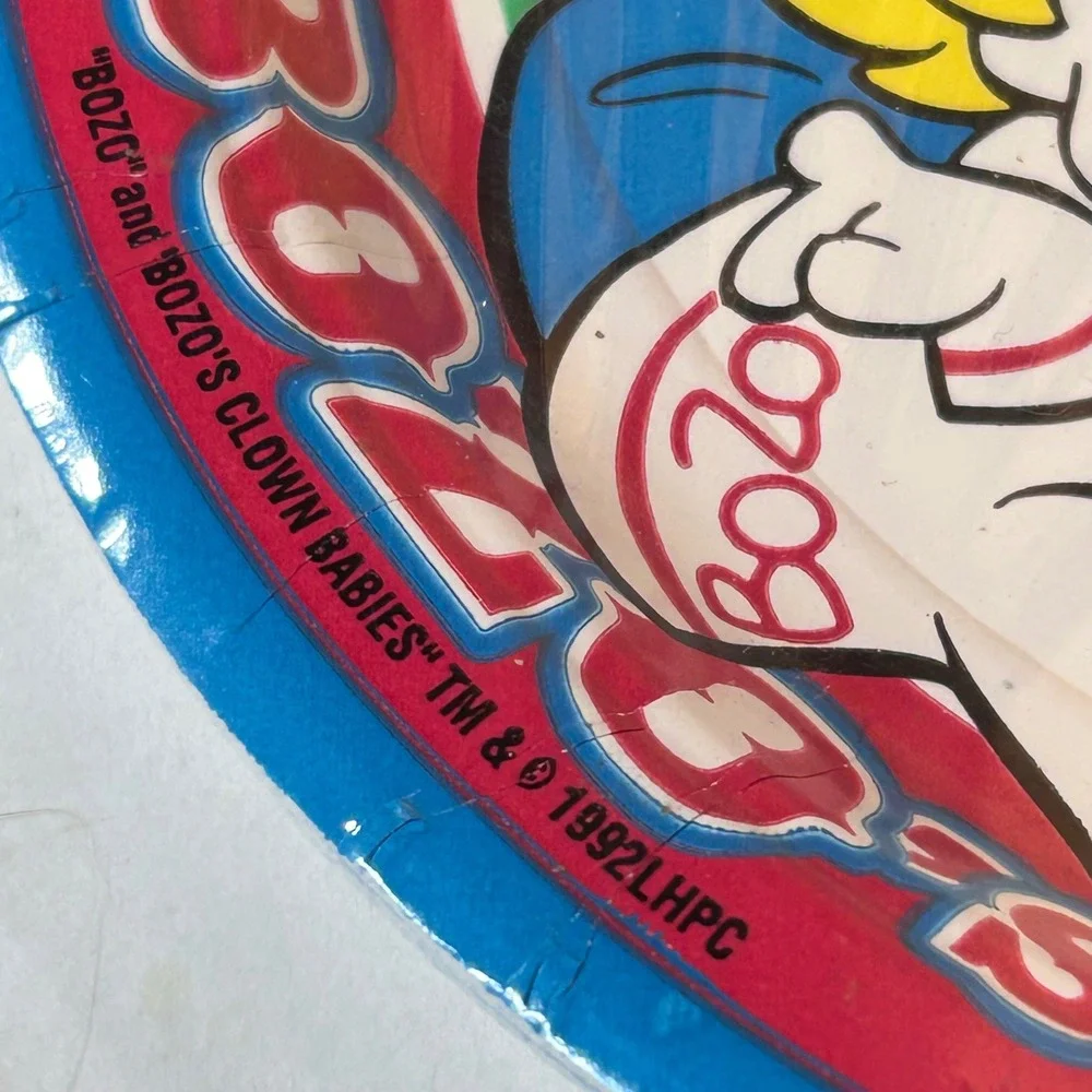 Vintage Bozo's Clown Birthday Babies Paper Plates Party Decoration 1992 NOS 8Qty